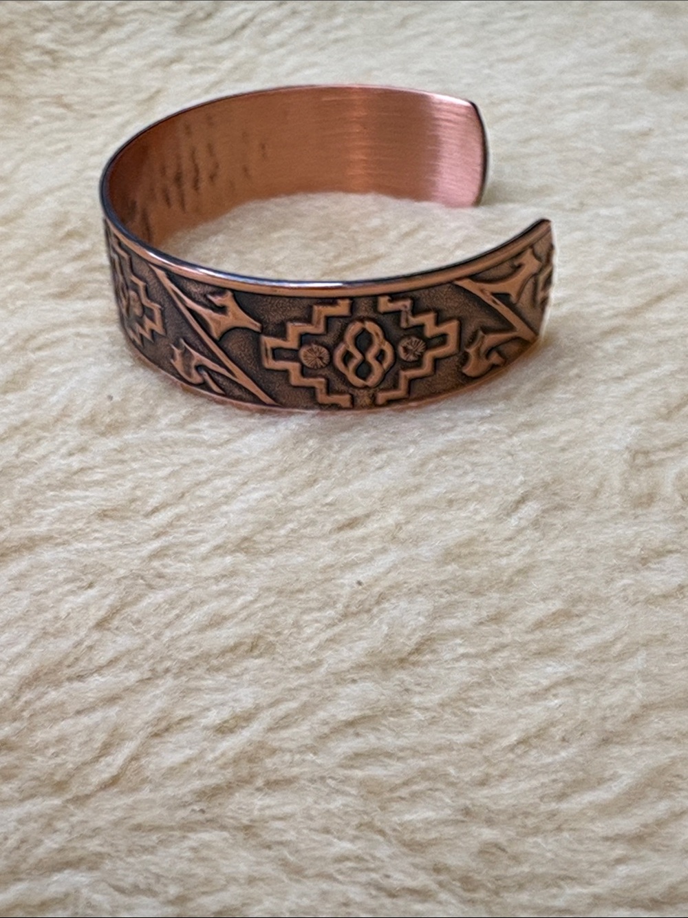 Copper Etched Cuff Bracelet - Southwestern Motif - Picture 2 of 5